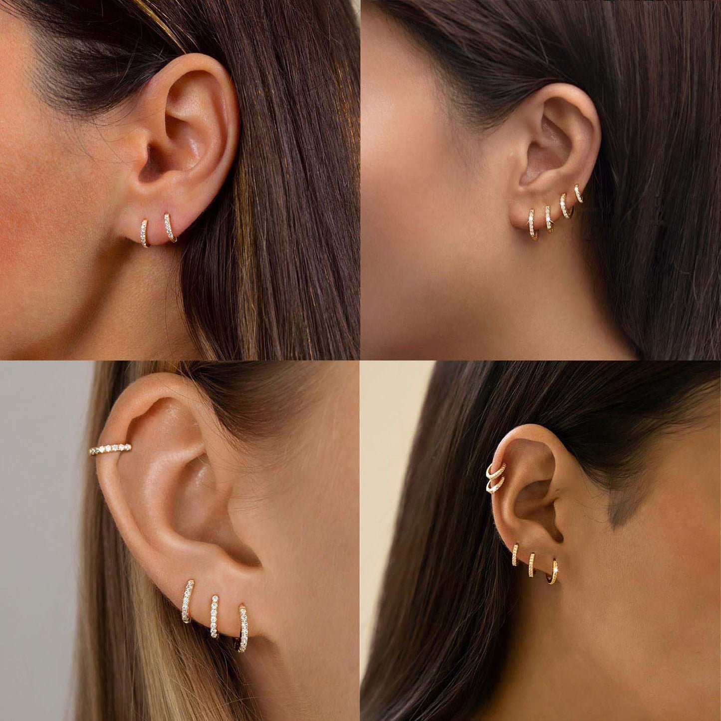 Juego de 3 pares de aretes de aro de oro para mujer, joyería de mod...