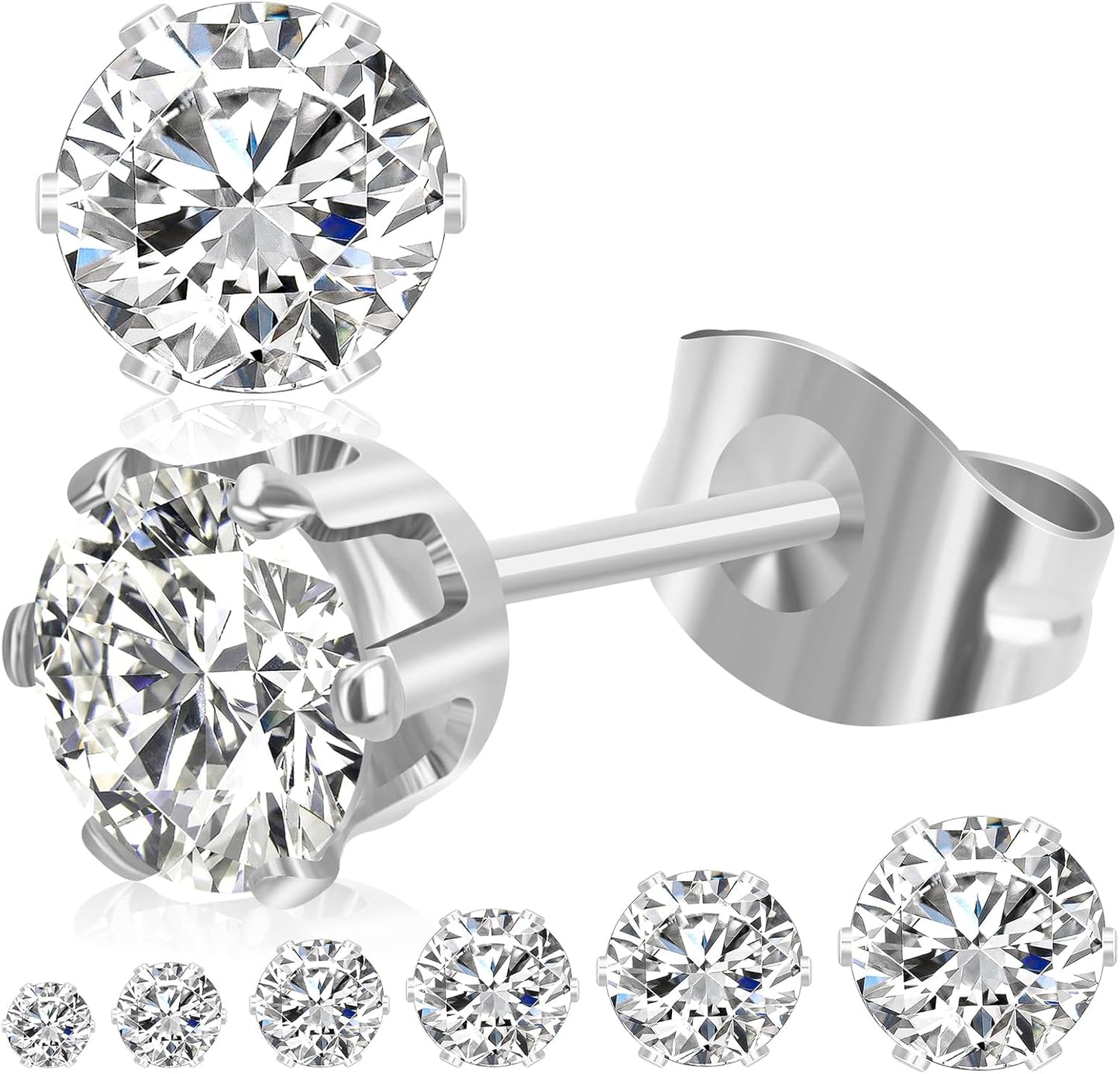 6 pares de aretes tipo dormilona para mujer, juego de 3-8 mm de are...