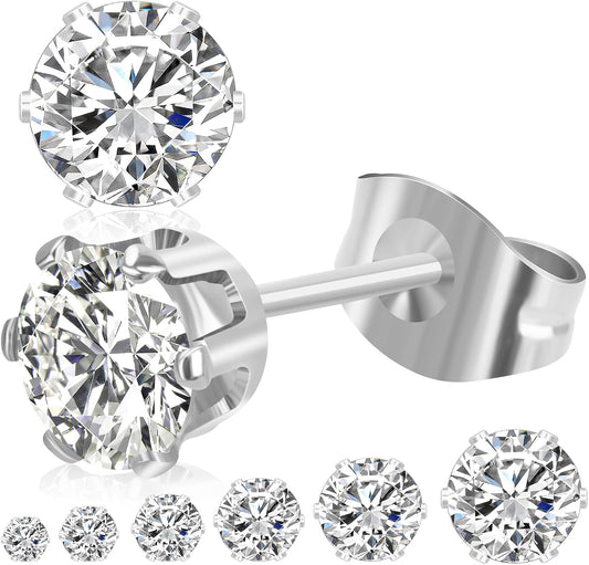 6 pares de aretes tipo dormilona para mujer, juego de 3-8 mm de are...