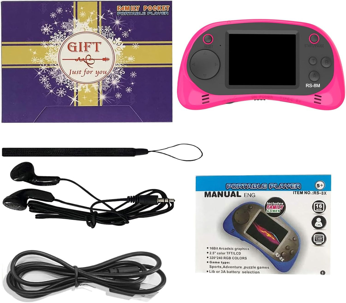 Reproductor de videojuegos portátil de mano para niños con 200 jueg...