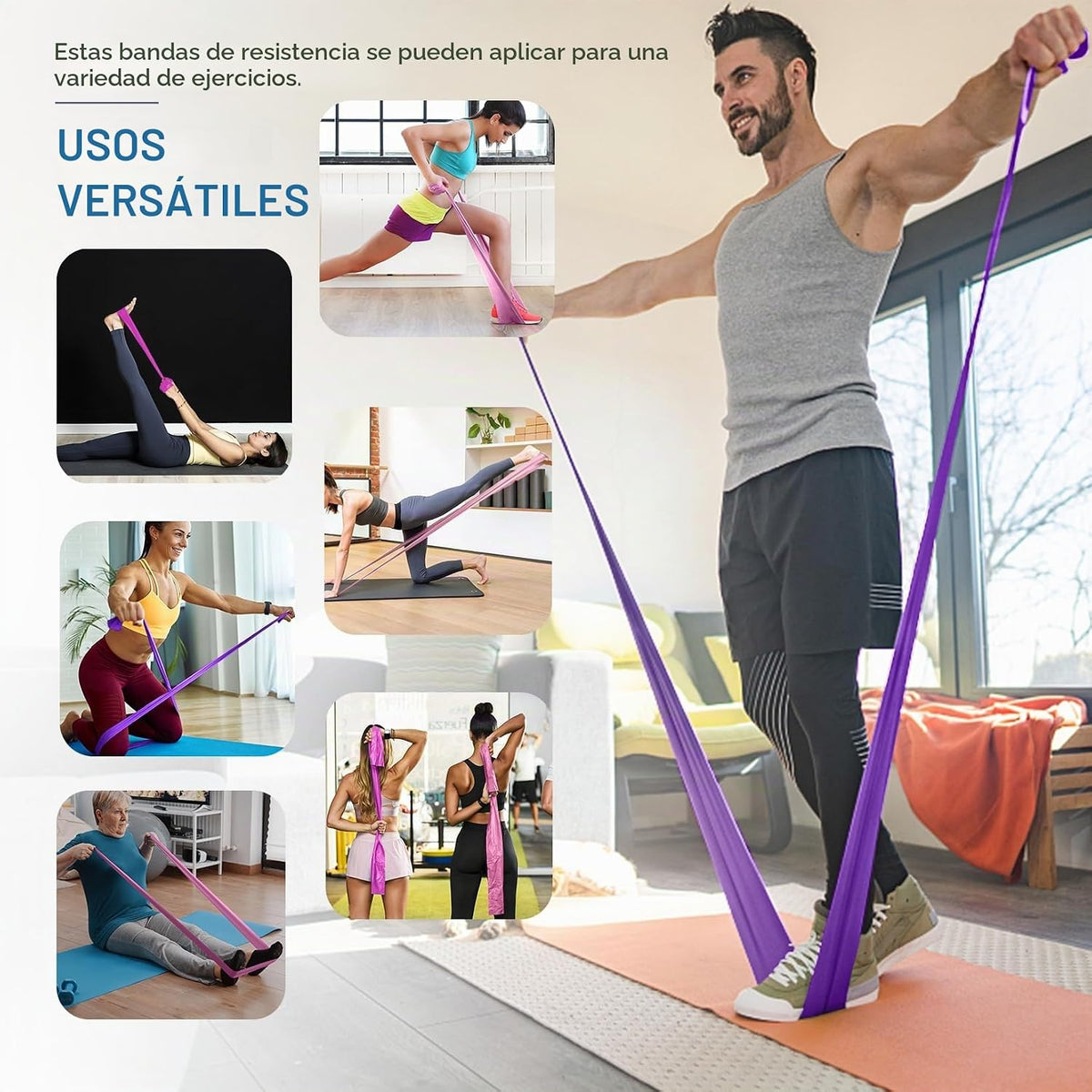 Bandas de resistencia para entrenamiento, terapia física, ejercicio...