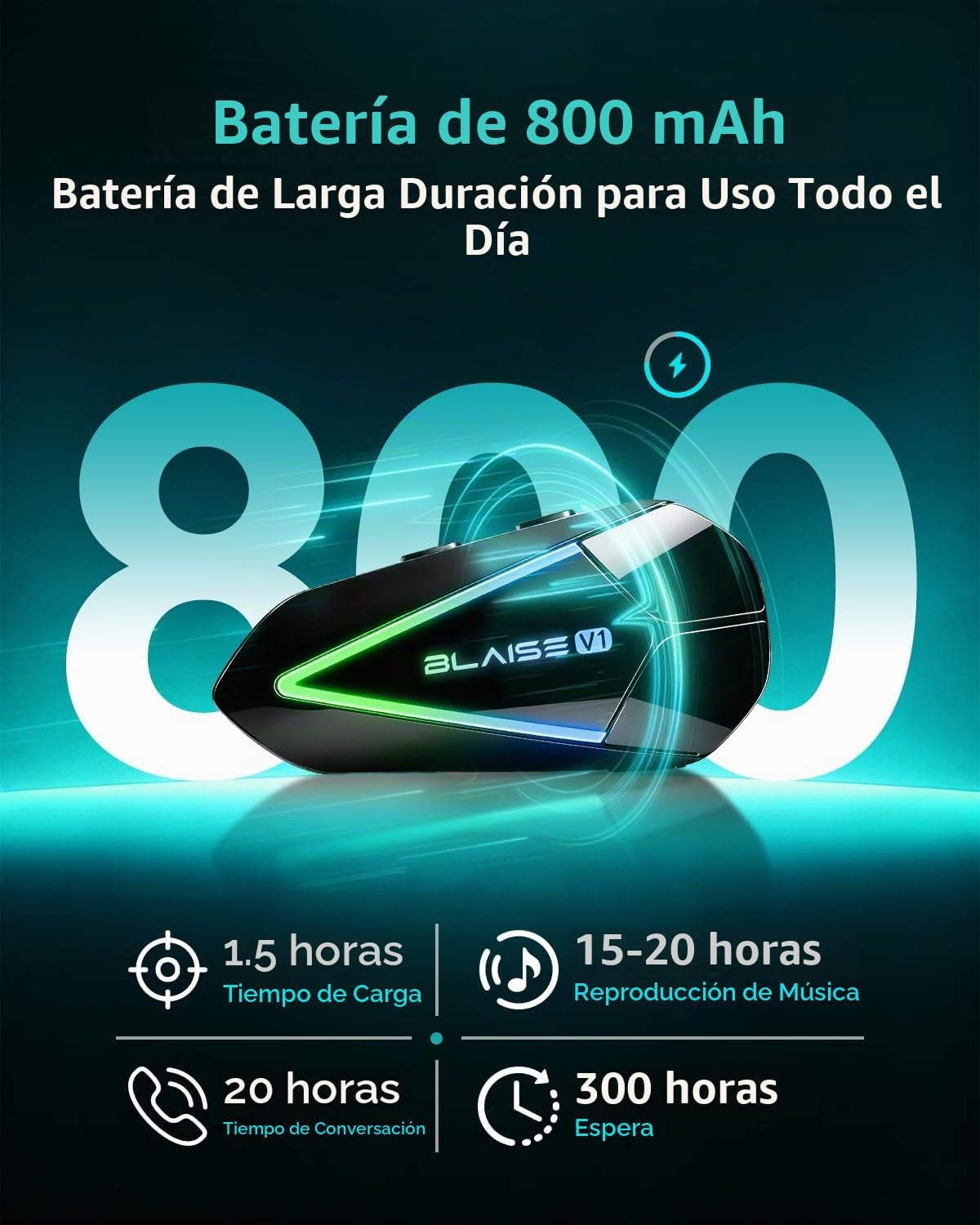 BLAISE Auriculares Bluetooth para motocicleta V1, altavoces Bluetoo...