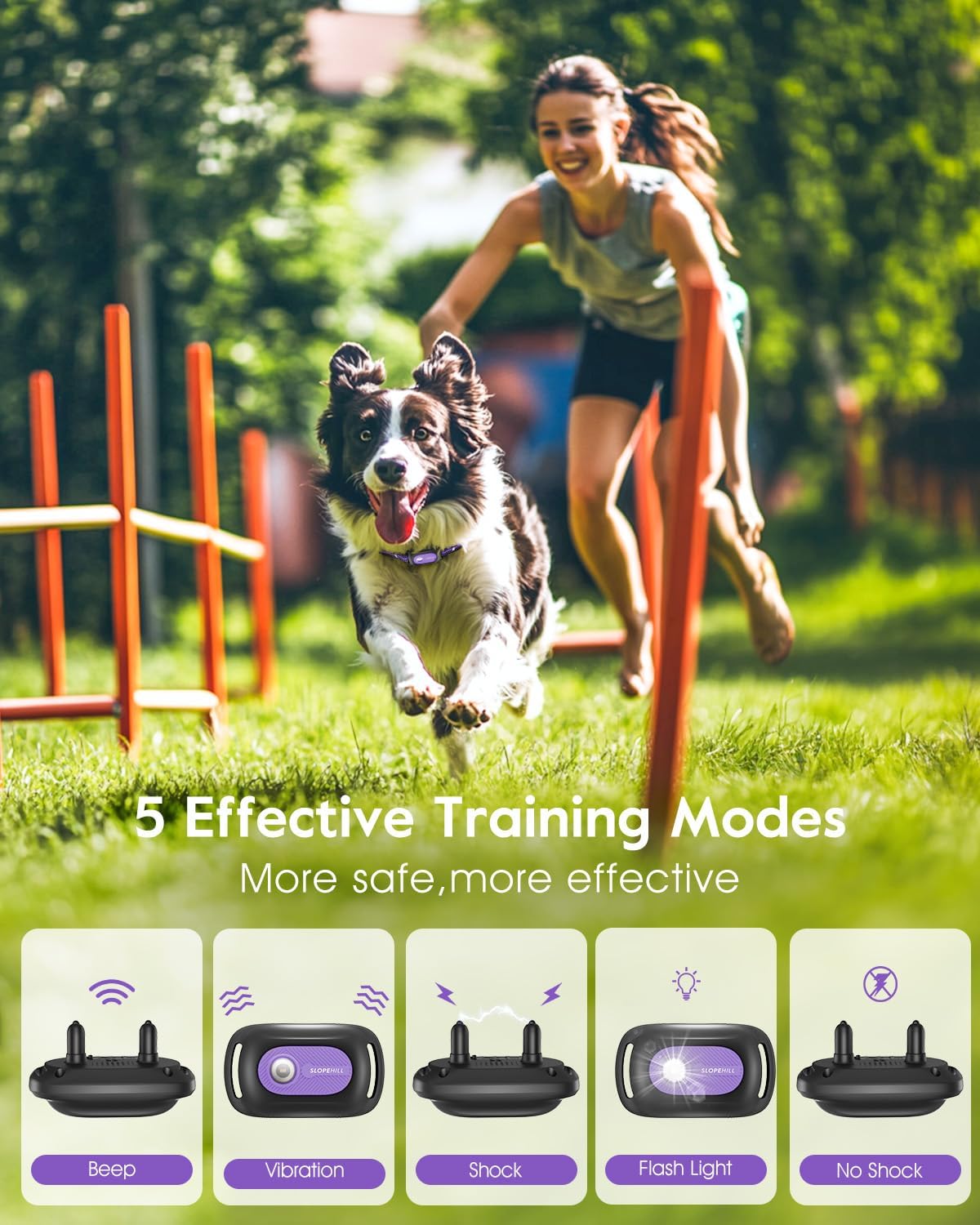 SLOPEHILL Collar de choque para perros, collar de entrenamiento par...