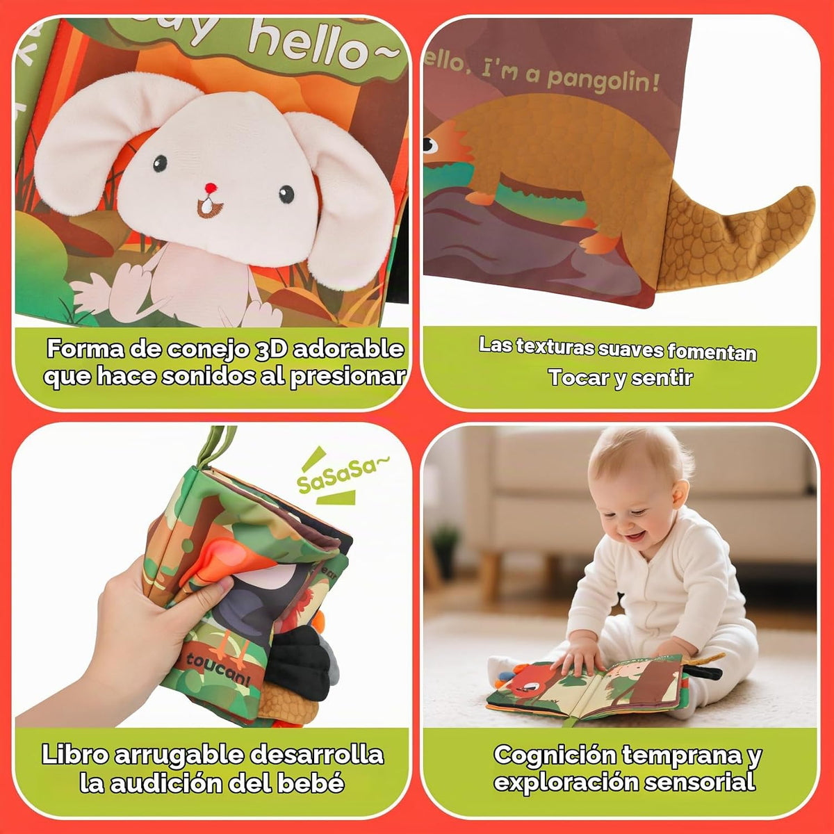 GKDOMS Libros Blandos para Bebés de Alto Contraste, Juguetes de Tac...