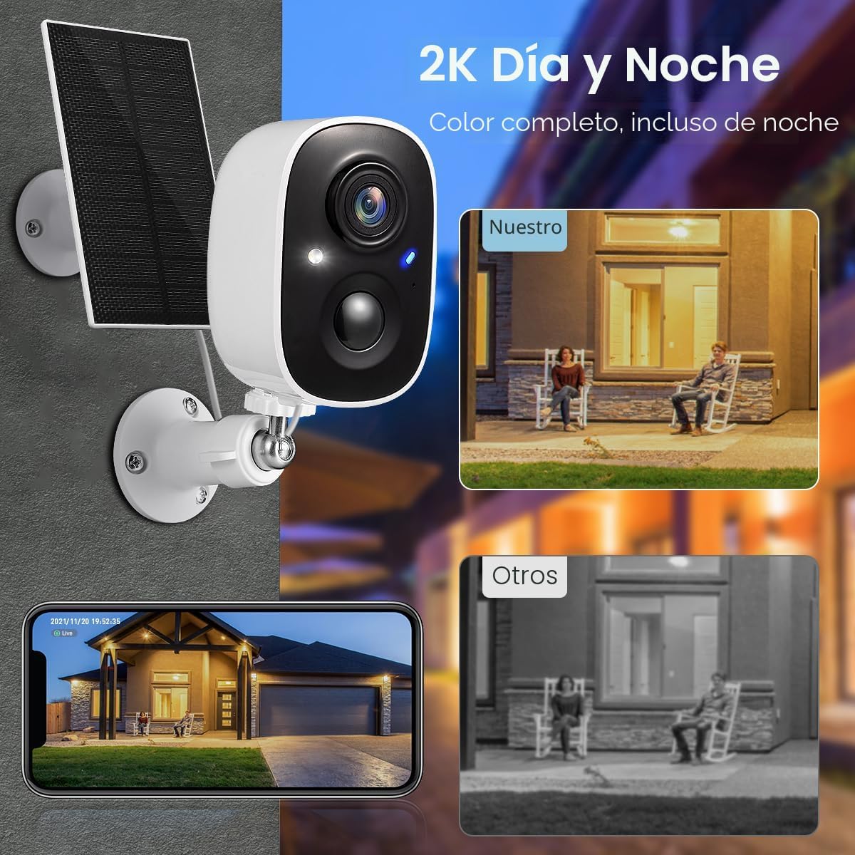 GMK Paquete de 4 sistemas de cámara solar, cámaras de seguridad | V...