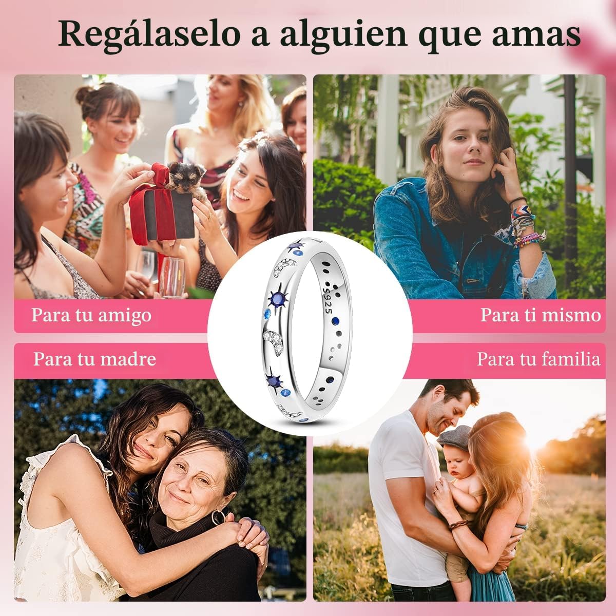 Hapour Anillo de Plata de Ley 925 para Mujer, Anillos Eternos Preci...