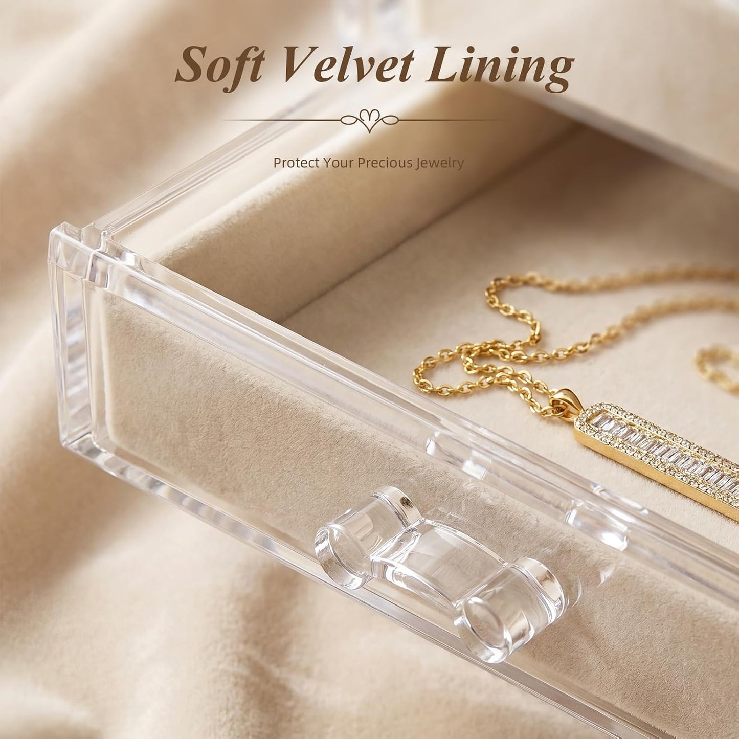 GlowSai Joyero transparente con 4 cajones, organizadores de joyas a...