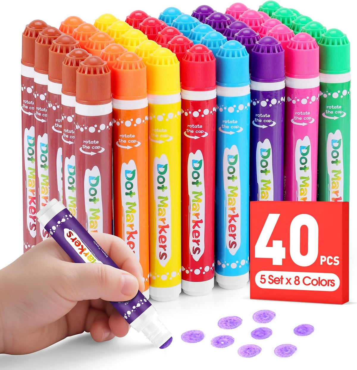 FUMILE 40 marcadores de puntos para niños pequeños de 1 a 3 años, 8...