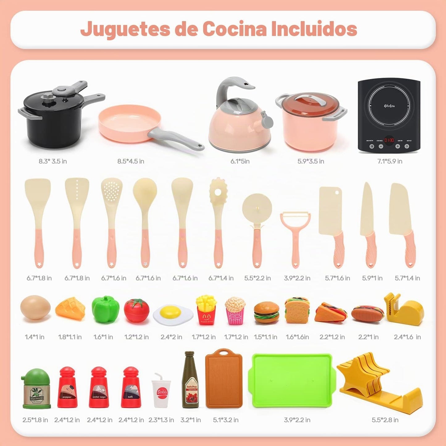 CUTE STONE Juego de accesorios de cocina, juego de juguetes de coci...