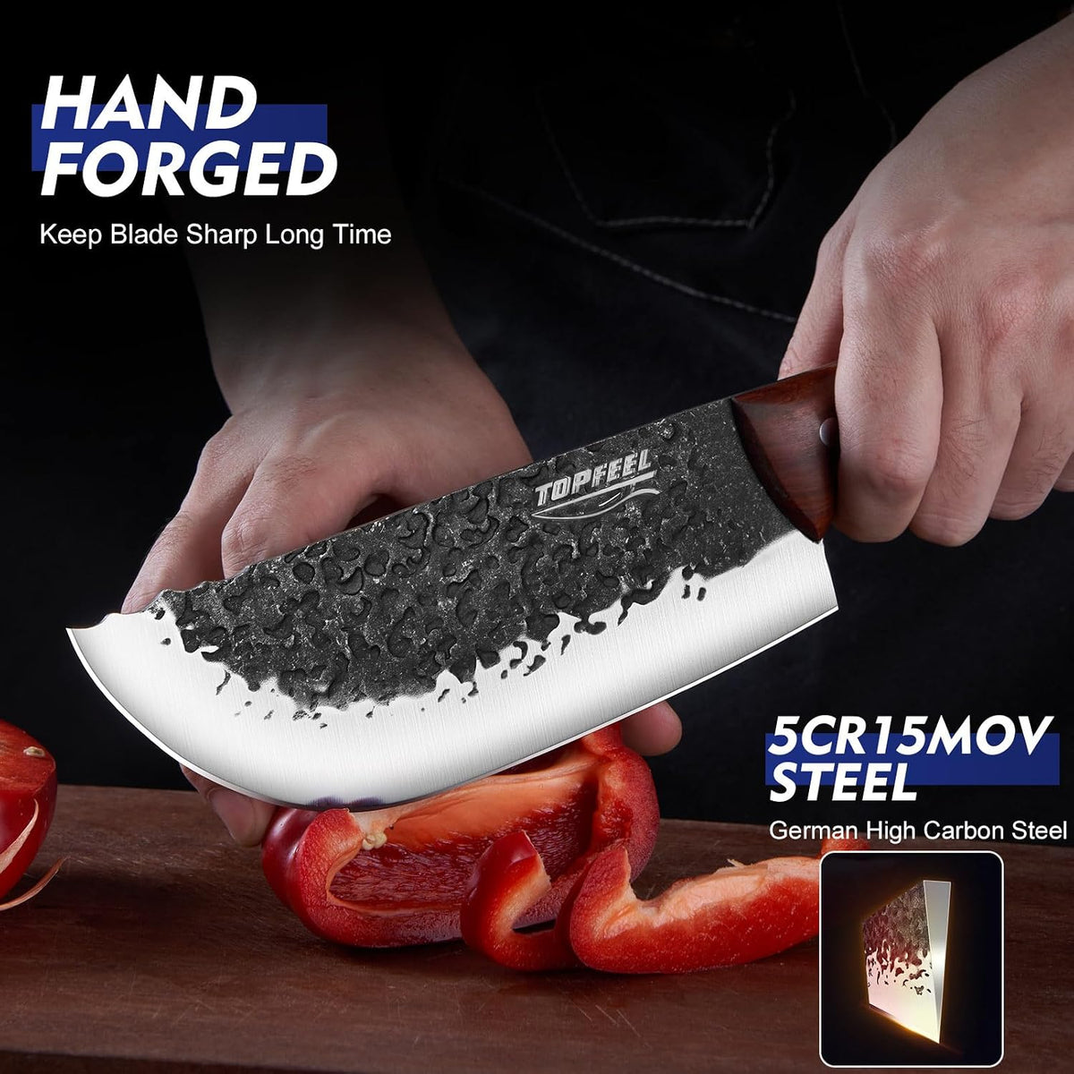 Topfeel Juego de 8 cuchillos de chef para carnicero y pescado, con...