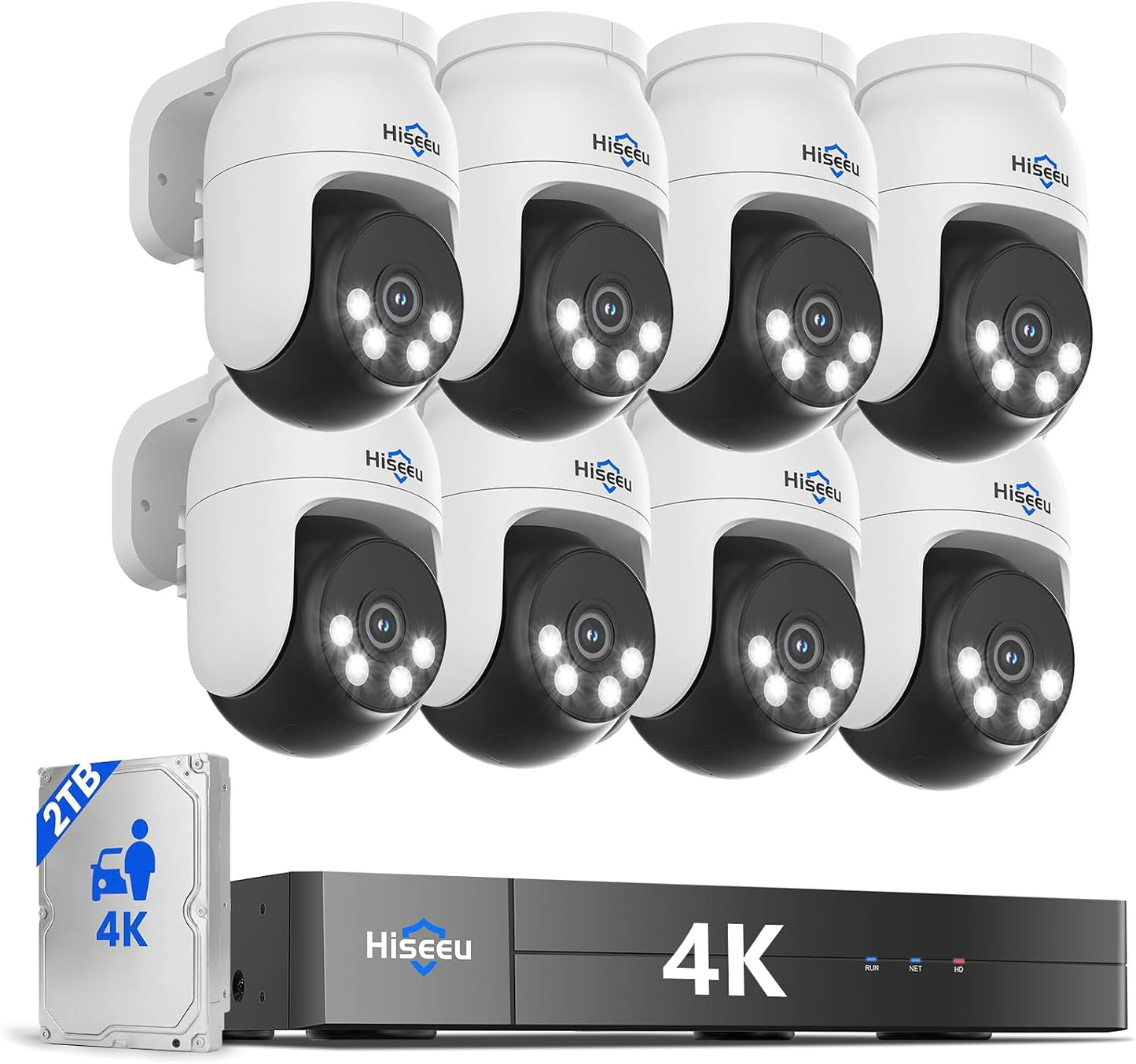 Hiseeu Sistema de cámara de seguridad con cable 4K PTZ con 8 cámara...
