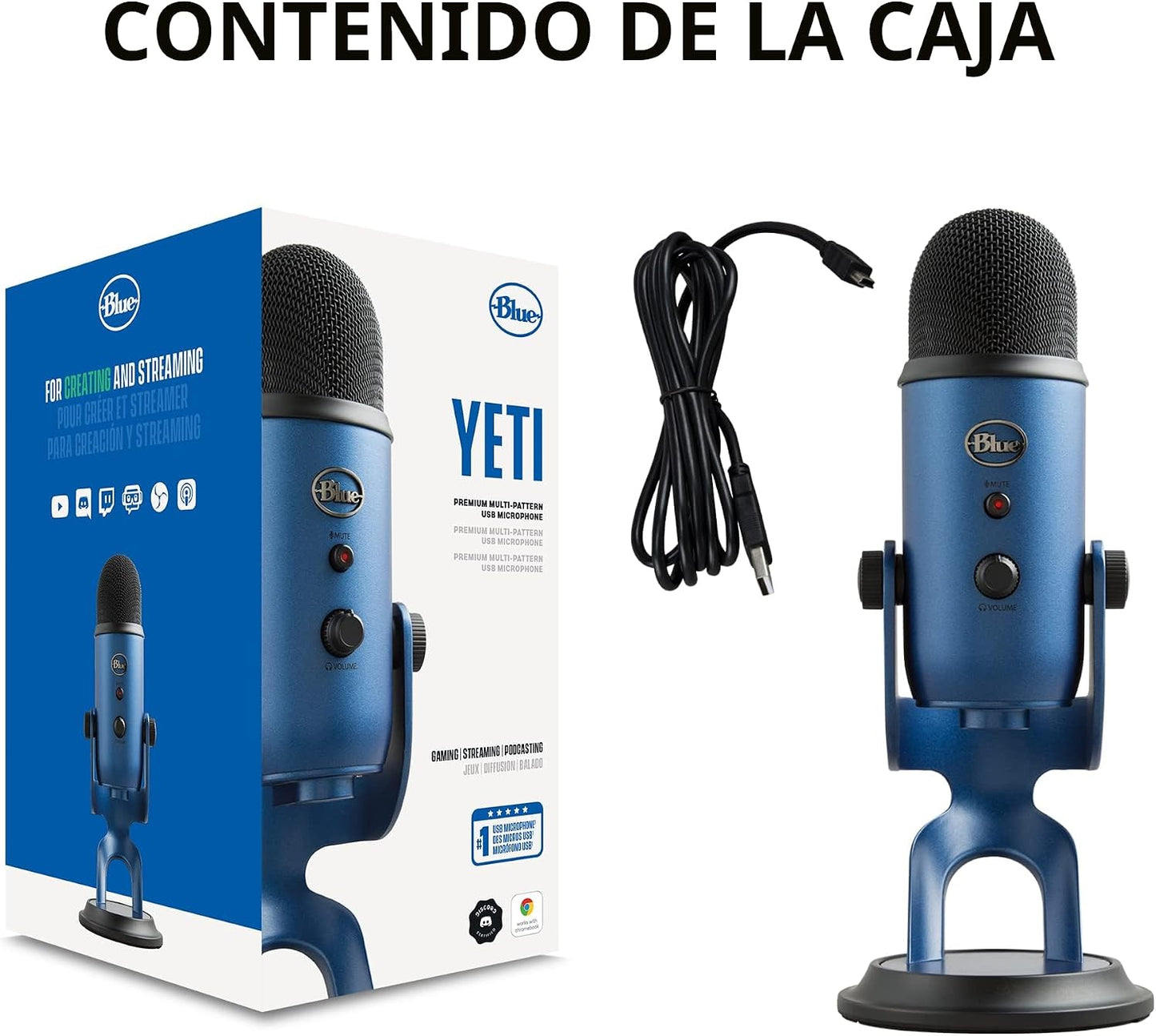 Logitech Creators Blue Yeti - Micrófono USB para juegos, transmisió...
