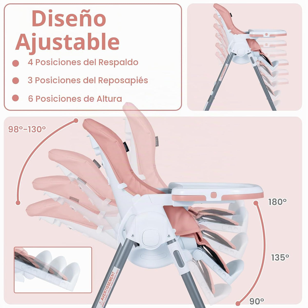 INFANS Silla alta para bebés y niños pequeños, silla alta plegable...