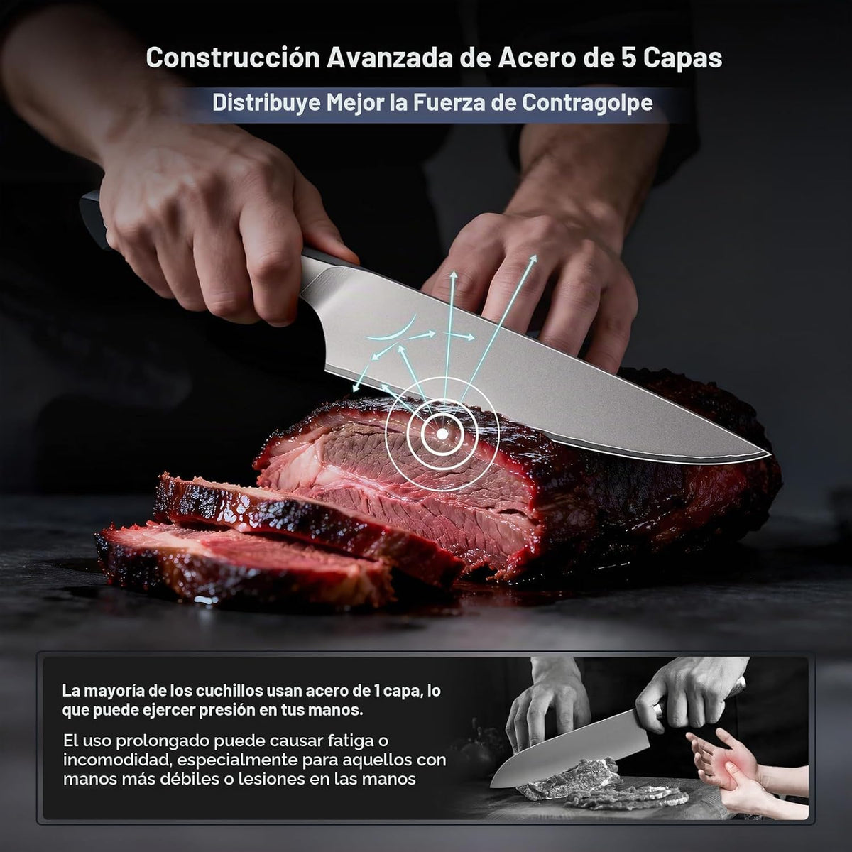 SANMEIHO Juego de 16 cuchillos de cocina japoneses con bloque, apto...