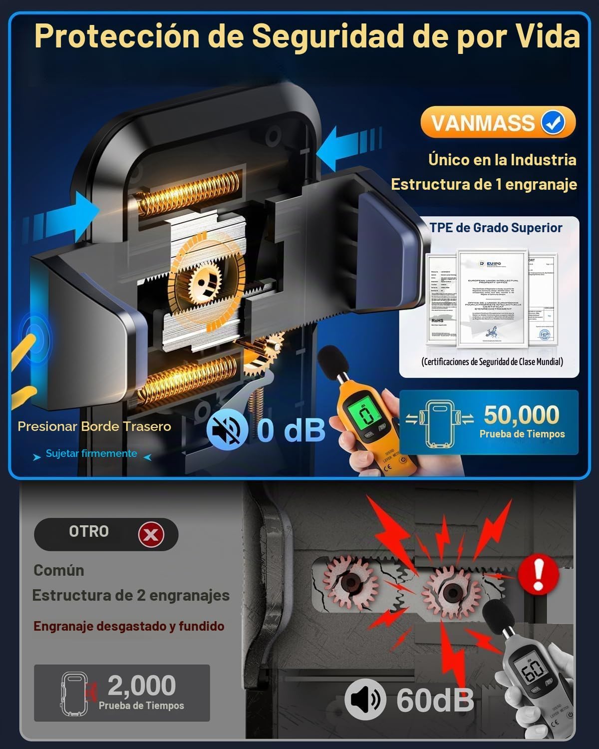 VANMASS Soporte para teléfono celular para automóvil, parabrisas, r...
