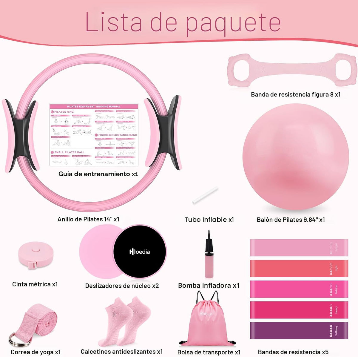 Hoedia Kit de Pilates de 17 Piezas para Mujeres, Equipo de Pilates...