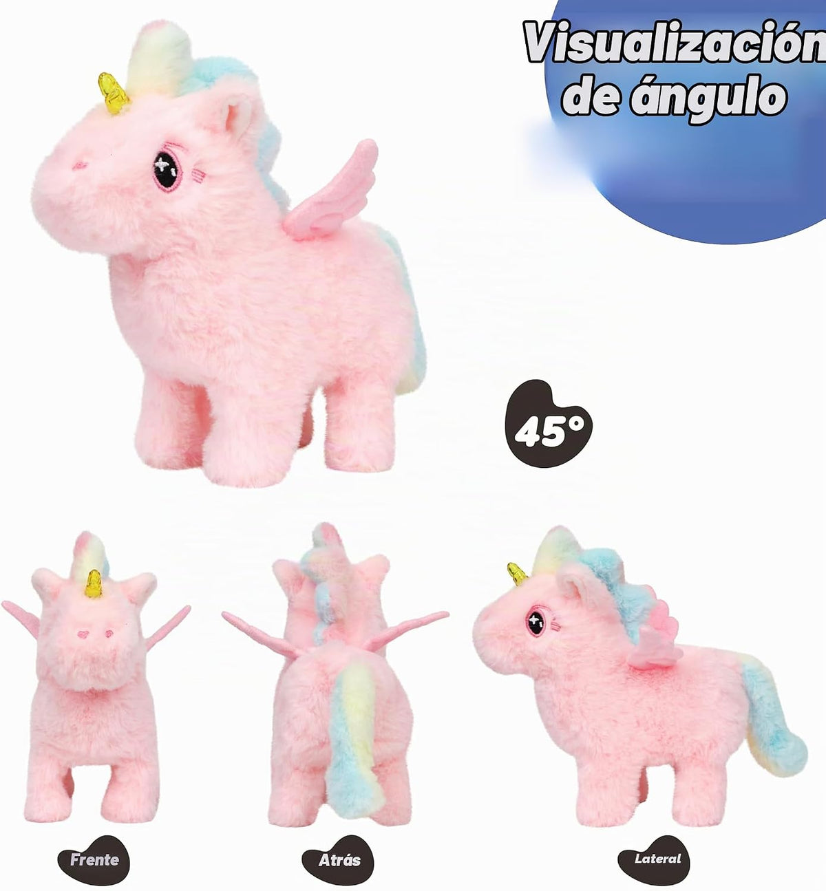 Hopearl Unicornio caminante con cuerno brillante, juguete electróni...