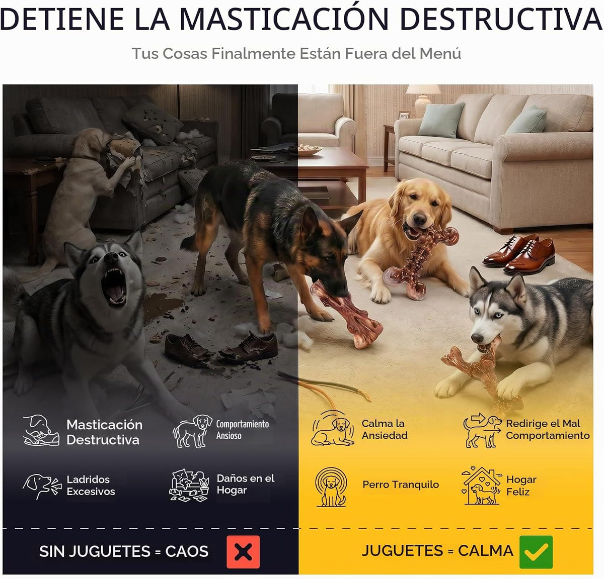Kseroo - Paquete de 3 juguetes masticables indestructibles para per...