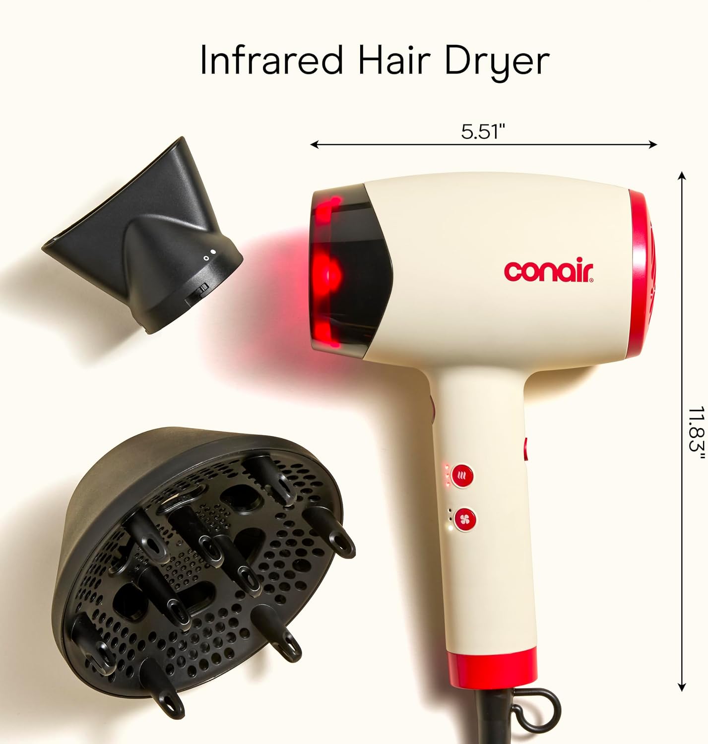 Conair InfinitiPRO - Secador de pelo infrarrojo + difusor, secado r...
