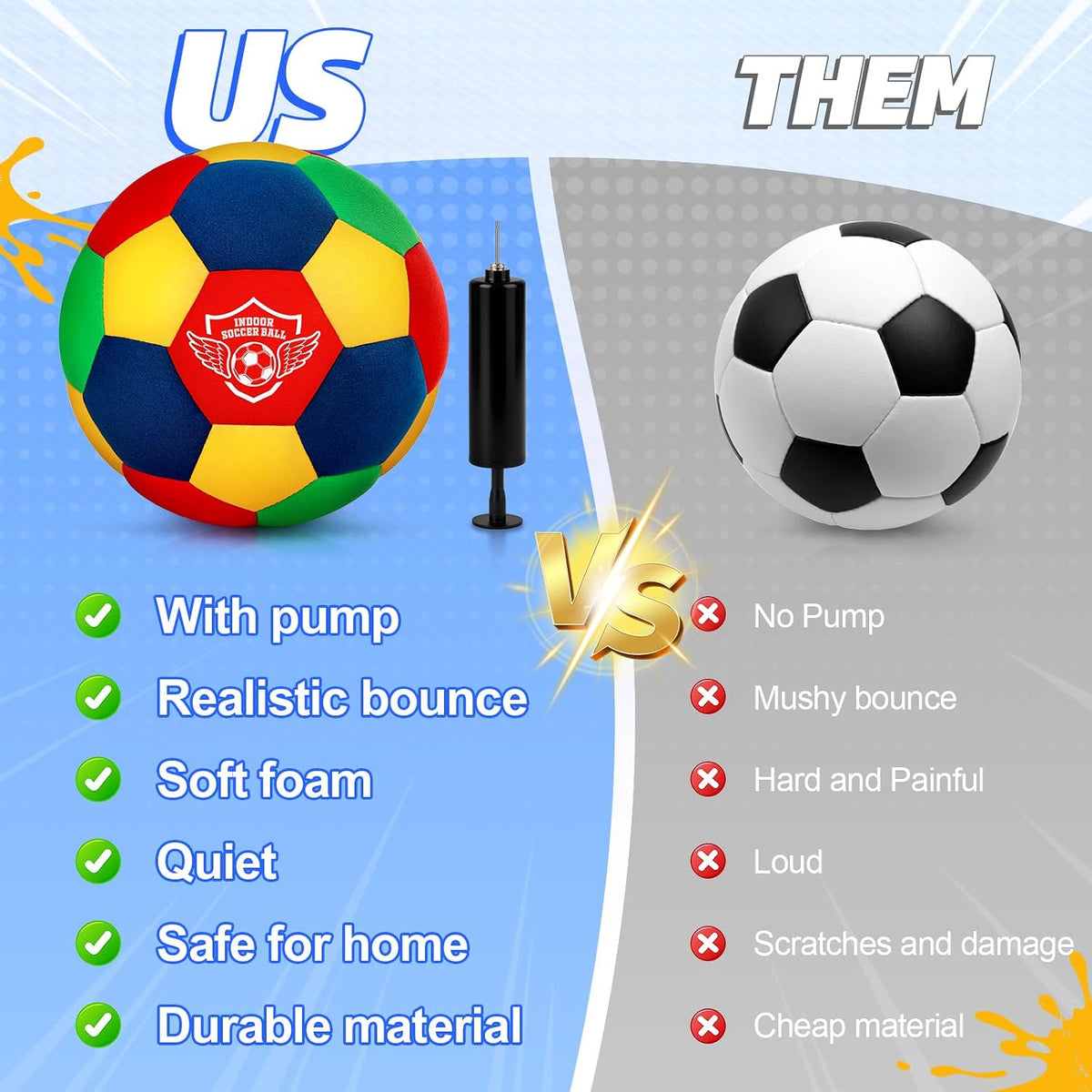 HopeRock Pelota de Fútbol Blanda de Espuma para Interior Tamaño 4 p...
