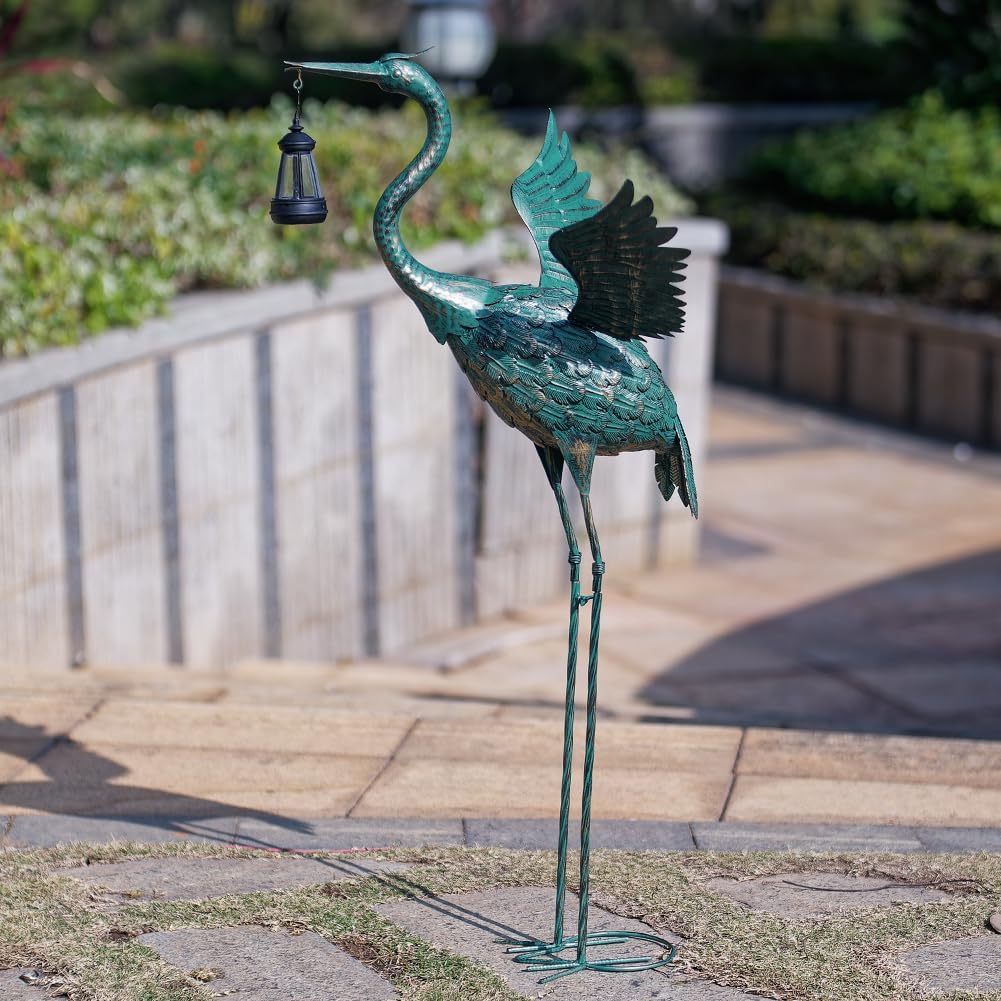 DREAMSOUL Heron Garden - Estatuas de pájaro de grúa de 40.5 pulgada...