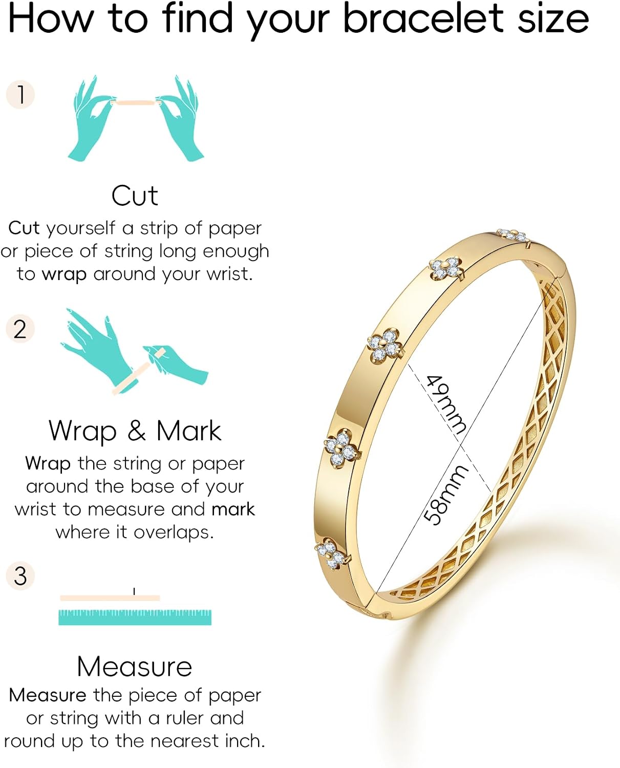 TIMELESSTAR Pulseras de trébol para mujer, hipoalergénicas, moissan...