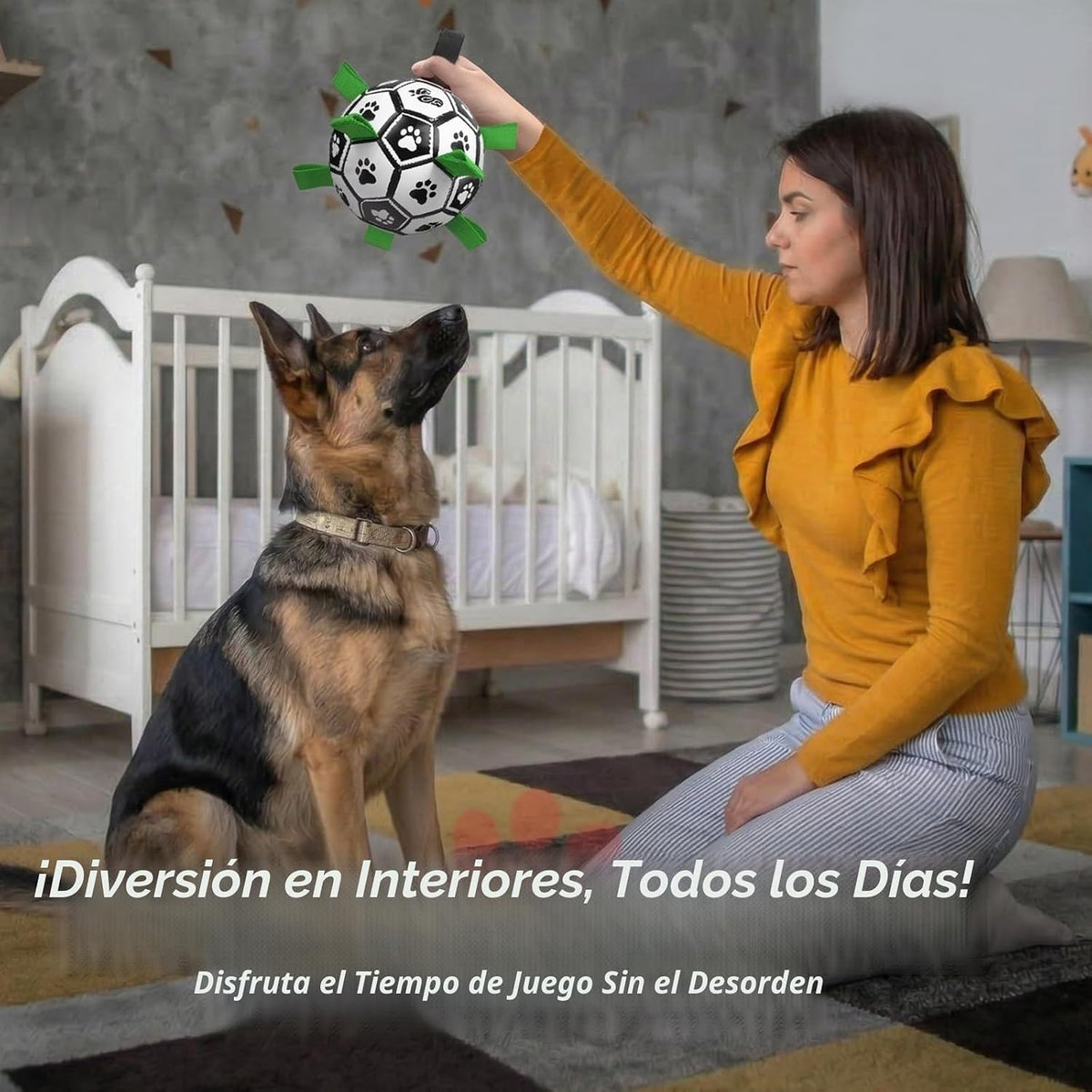 QDAN Juguetes grandes para perros, pelota de fútbol para perros con...
