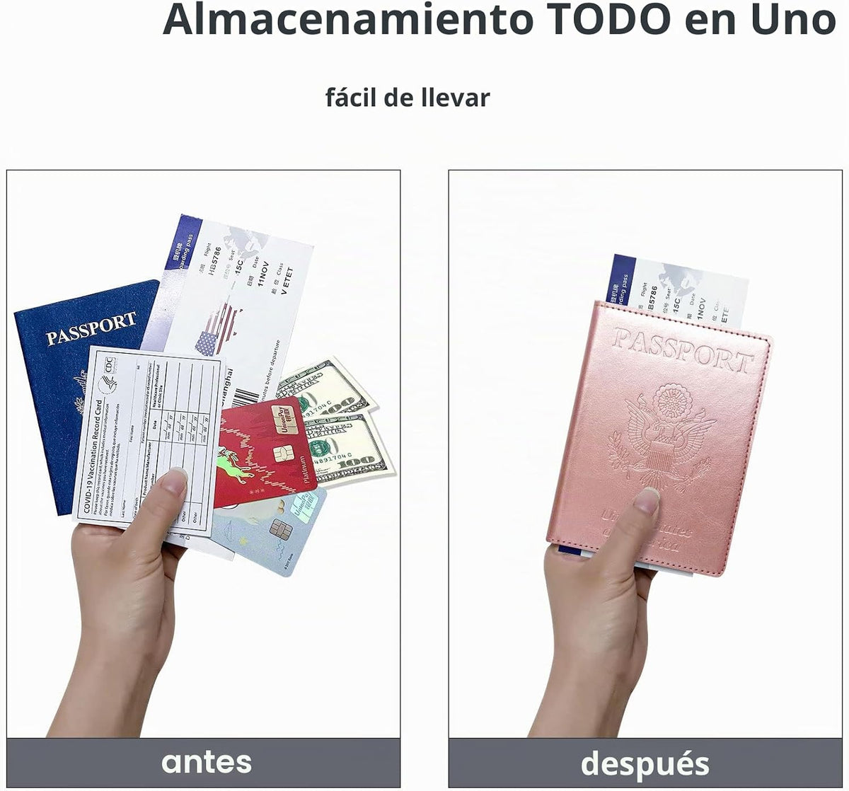 Funda para Pasaporte Tipo Cartera con Bloqueo RFID de Cuero Ranura...