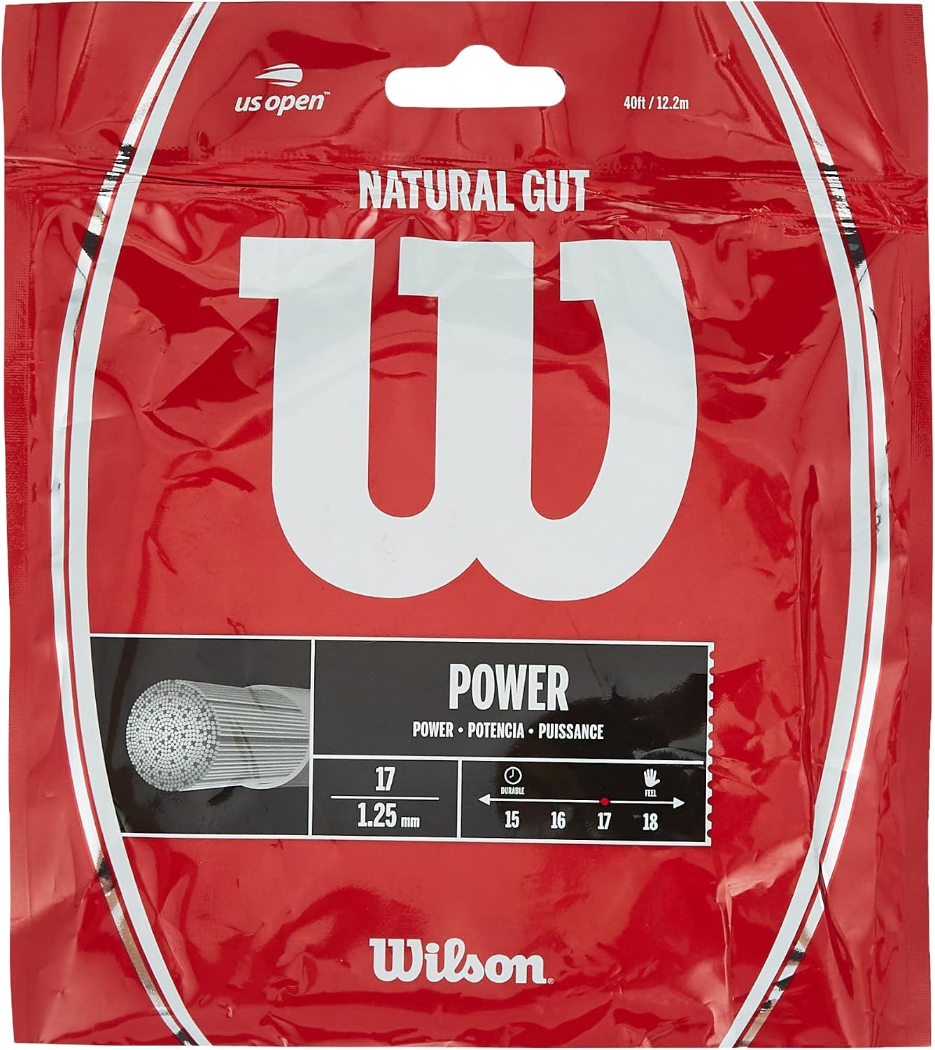 WILSON Natural Gut - Juego de cuerdas de tenis, color blanco