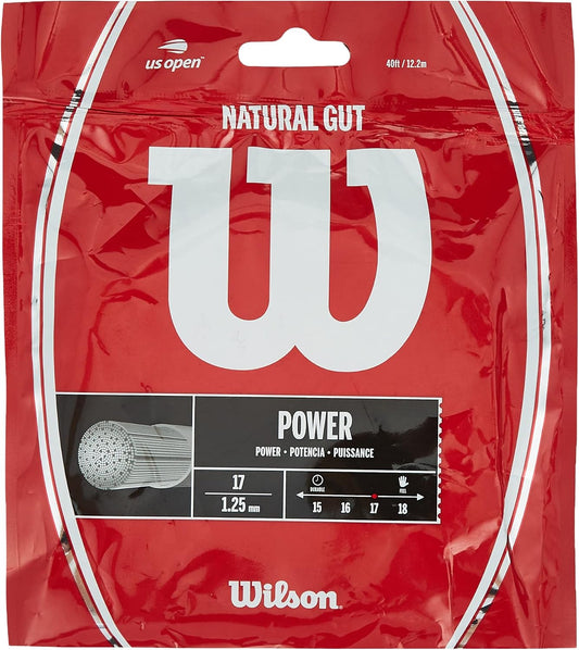 WILSON Natural Gut - Juego de cuerdas de tenis, color blanco