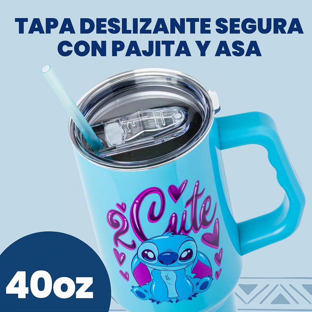Silver Buffalo - Vaso de acero inoxidable con asa Disney Lilo and S...