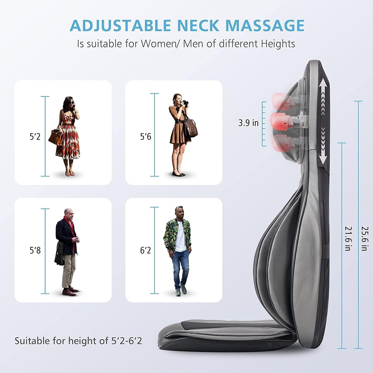 COMFIER Masajeador de espalda con calor, masajeador Shiatsu de cuel...