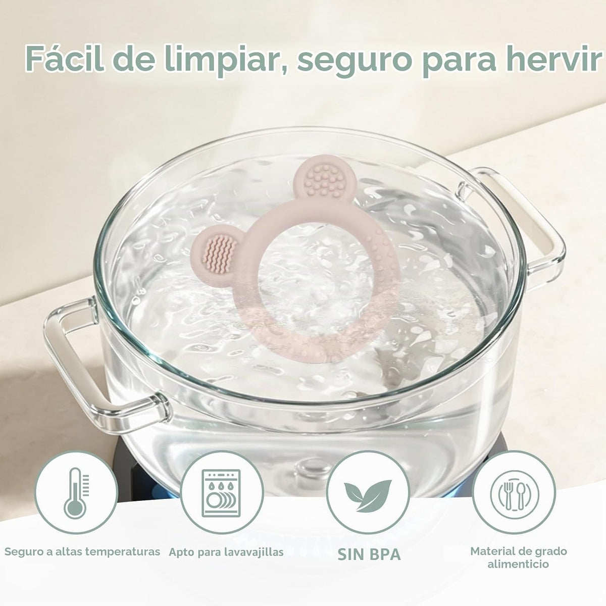 Eascrozn Paquete de 3 juguetes de dentición de silicona para bebés,...