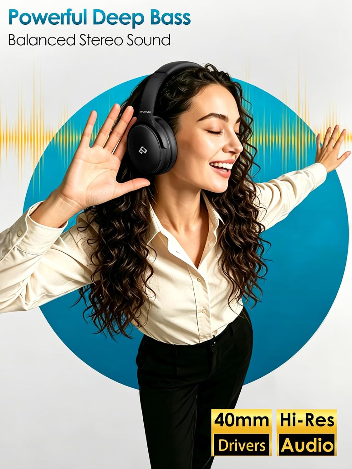 INFURTURE Auriculares Over Ear con Cancelación Activa de Ruido, Aur...