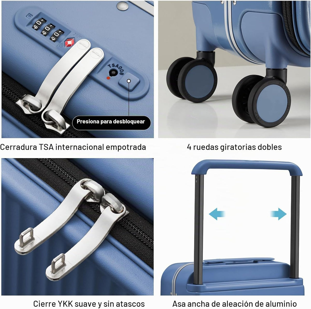 mixi Maleta de mano de 20 pulgadas con bolsillo frontal para laptop...