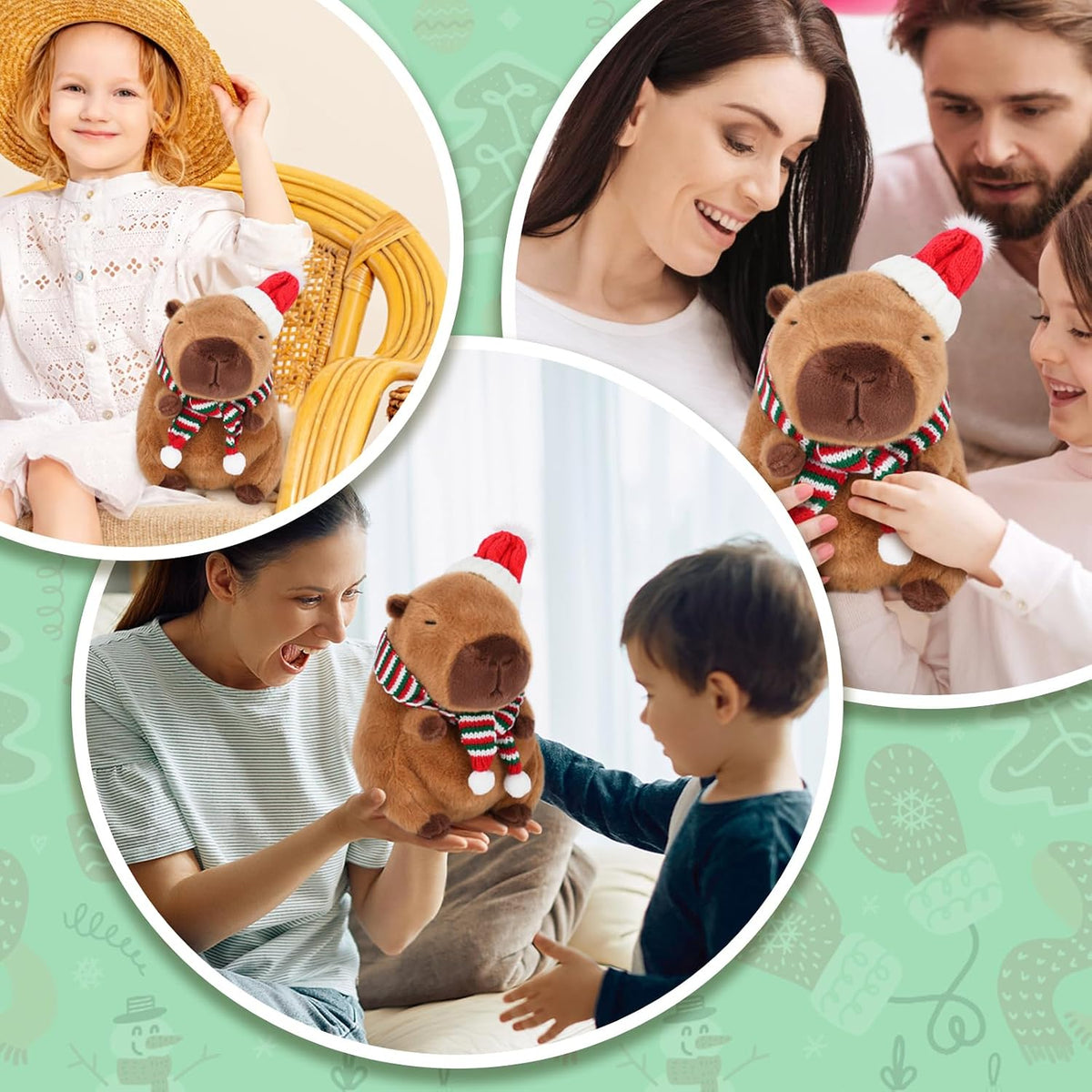 CHDBLOCK - Peluche navideño de capibara con gorro de Navidad, de 9...