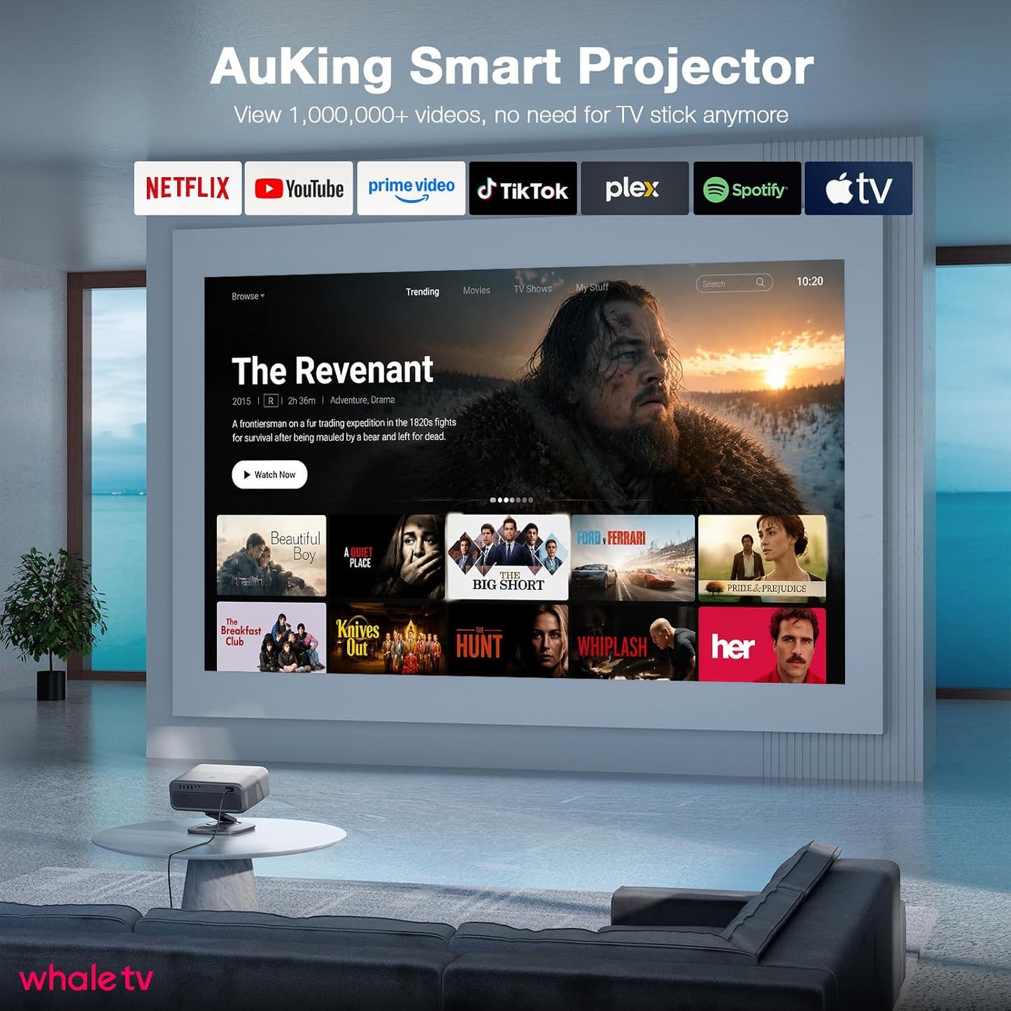 Proyector 4K con WiFi y Bluetooth, proyector TOF en tiempo real de...