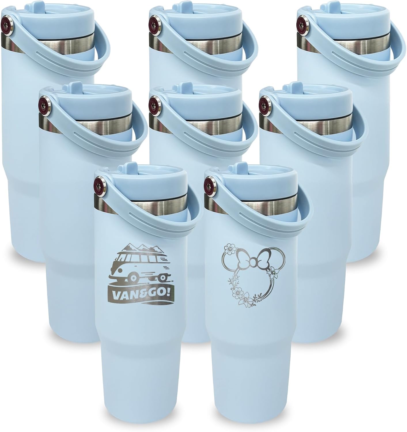 Vaso de 30 onzas con asa, vasos aislados al vacío de doble pared co...