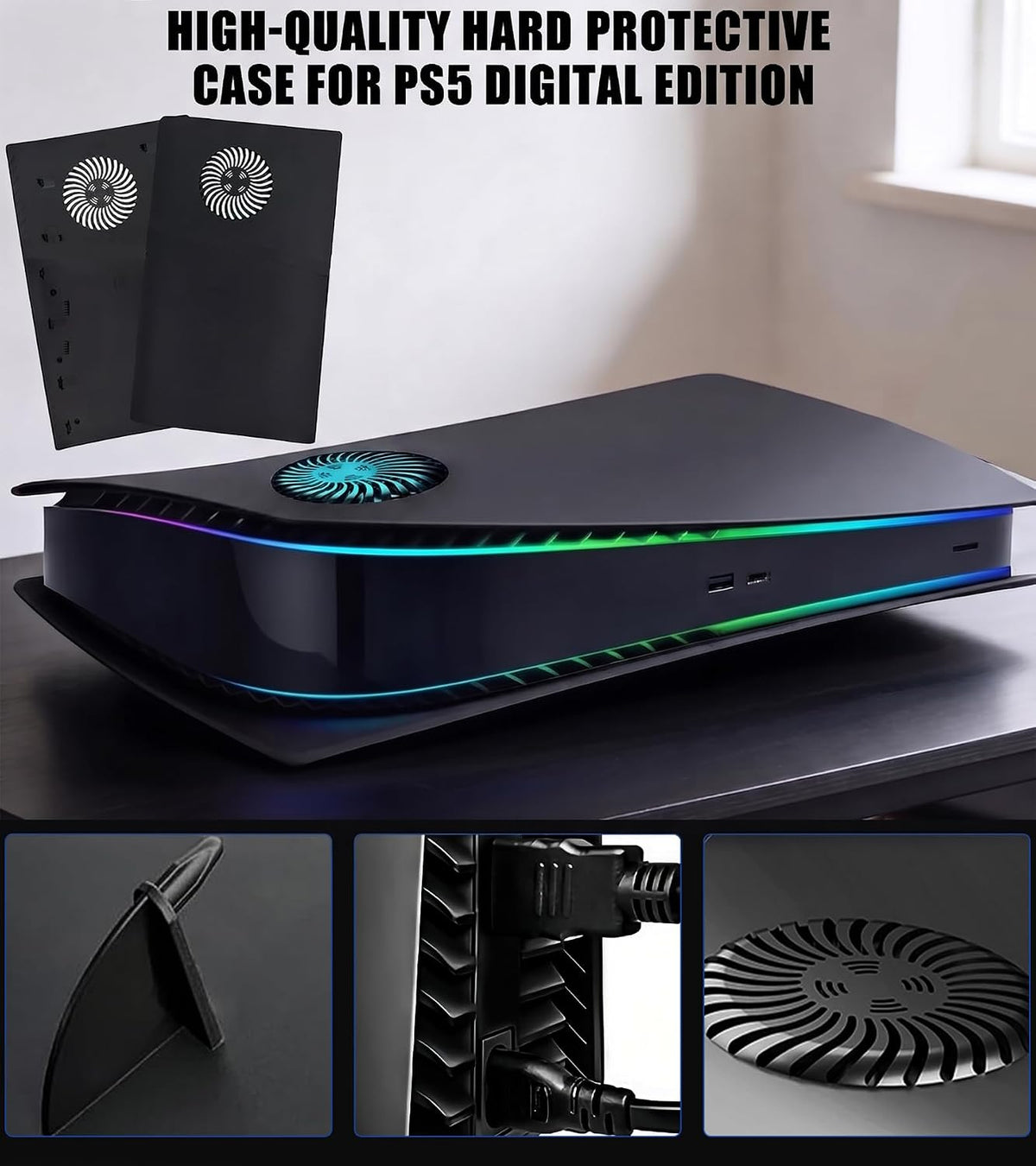 arVin Placa frontal para PS5 Edición Digital con ventilación y acce...