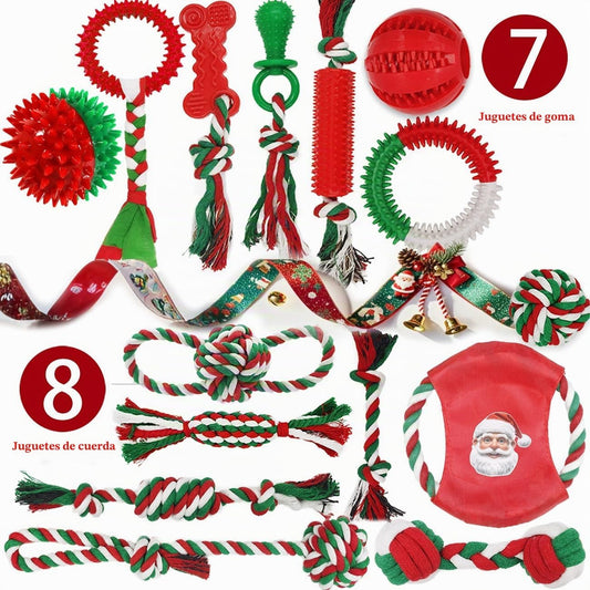 Juguetes de Navidad para perros, paquete de 15, juguetes de goma pa...