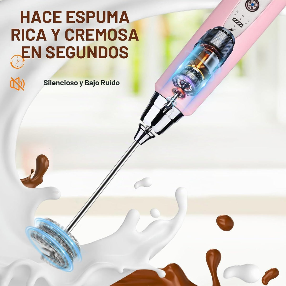 YUSWKO - Varita espumadora de leche portátil para café, batidor elé...