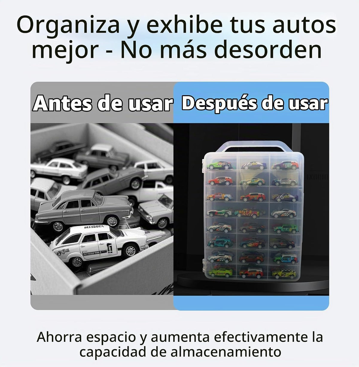 Adevar Estuche de almacenamiento de juguetes de autos a doble cara...