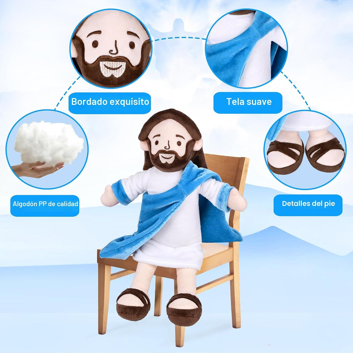 Enryounr Jesús de peluche, muñeco de peluche religioso con túnica a...