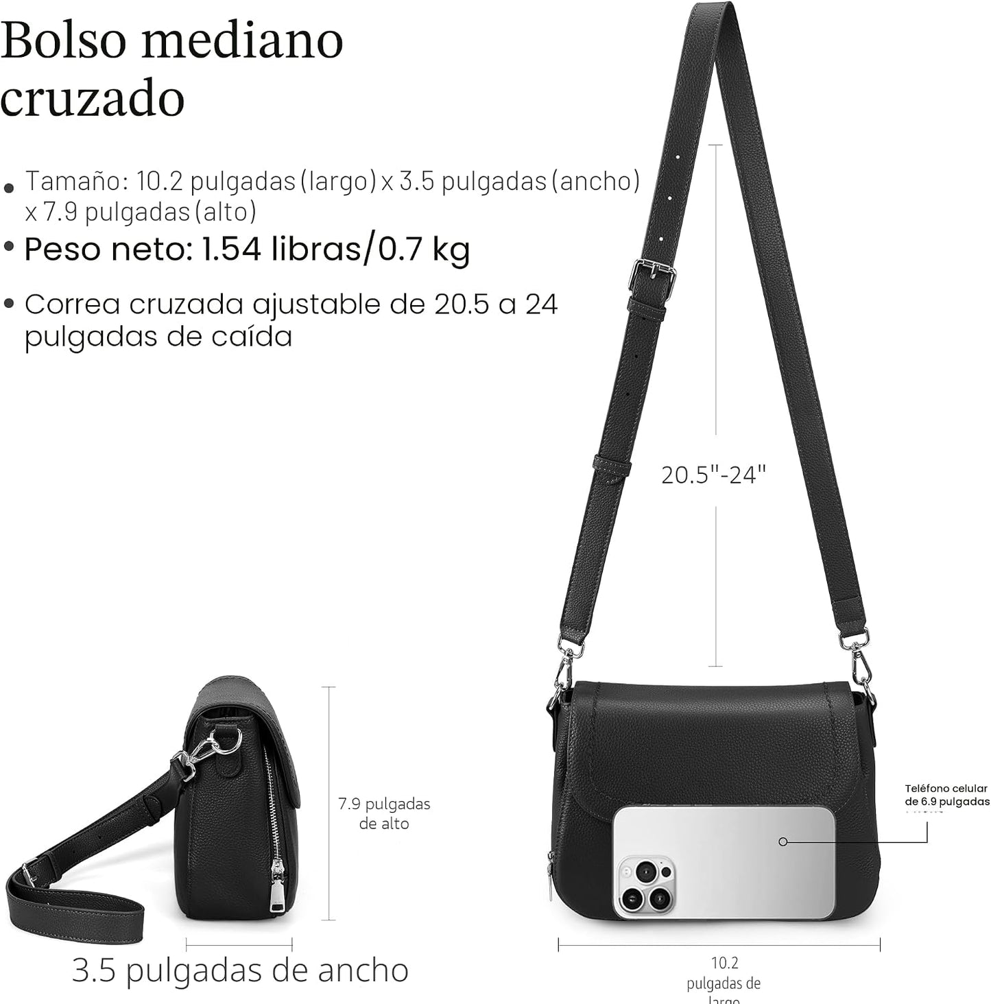 befen Bolsos cruzados de cuero genuino para mujer con cartera RFID...