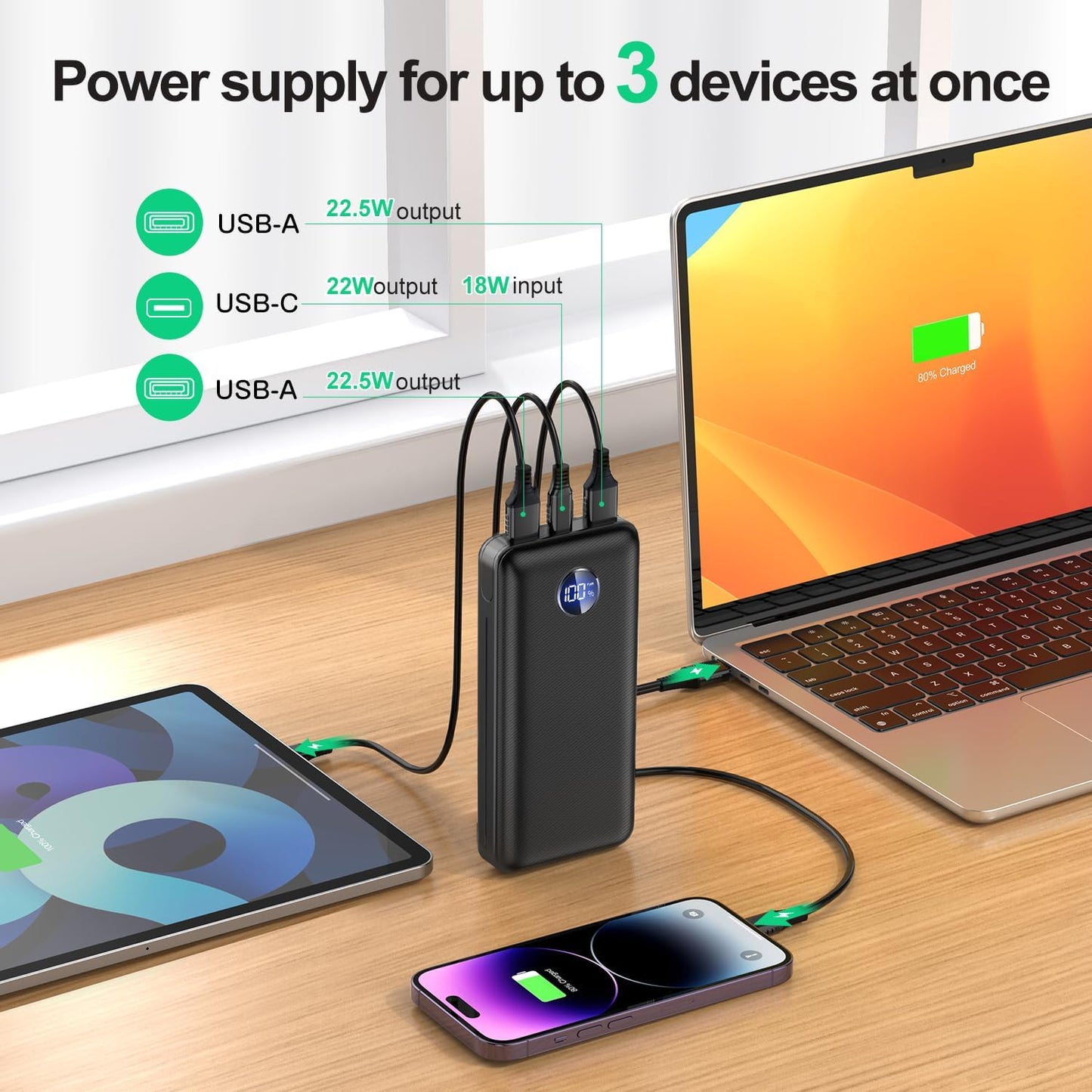 Cargador portátil de 40000 mAh, cargador de batería de carga rápida...