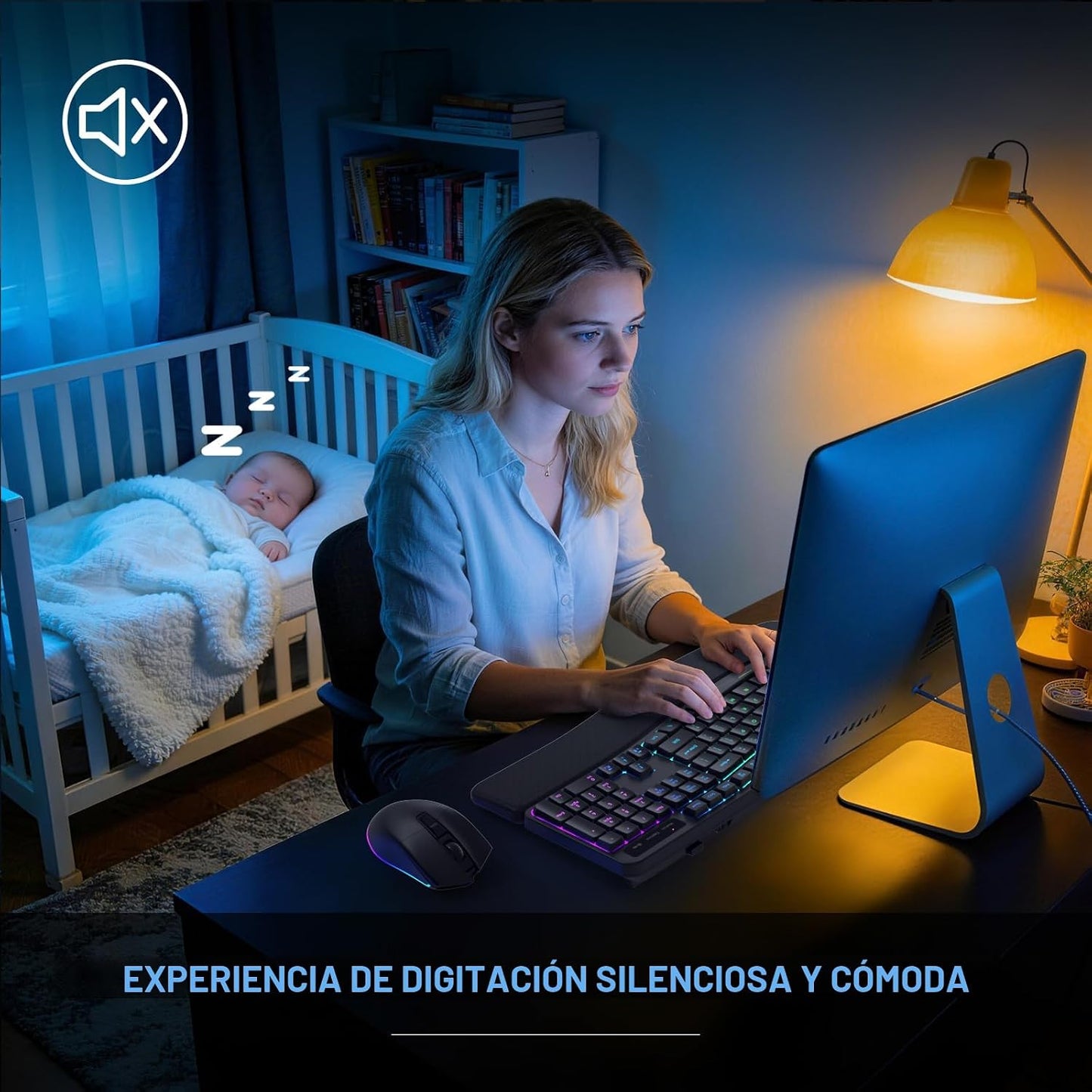 COLIKES Teclado inalámbrico ergonómico y mouse silencioso, teclado...
