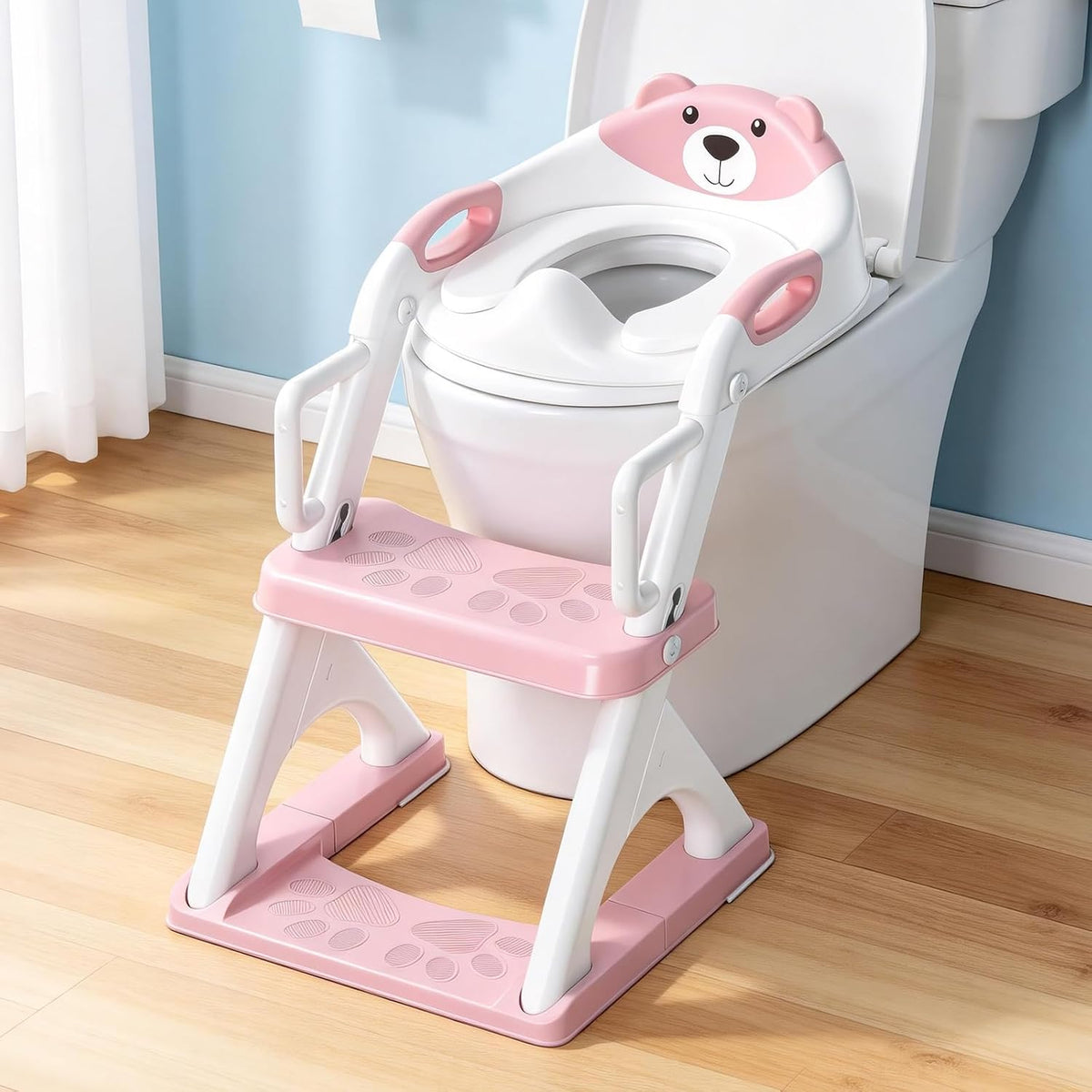 Reposabrazos de seguridad mejorados para asiento de inodoro 2 en 1...
