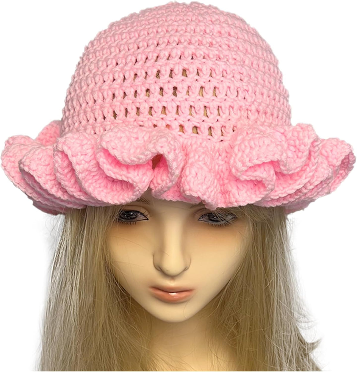 Hshsclth Sombrero de Crochet Sombreros de Cubo Tejidos de Color Sól...