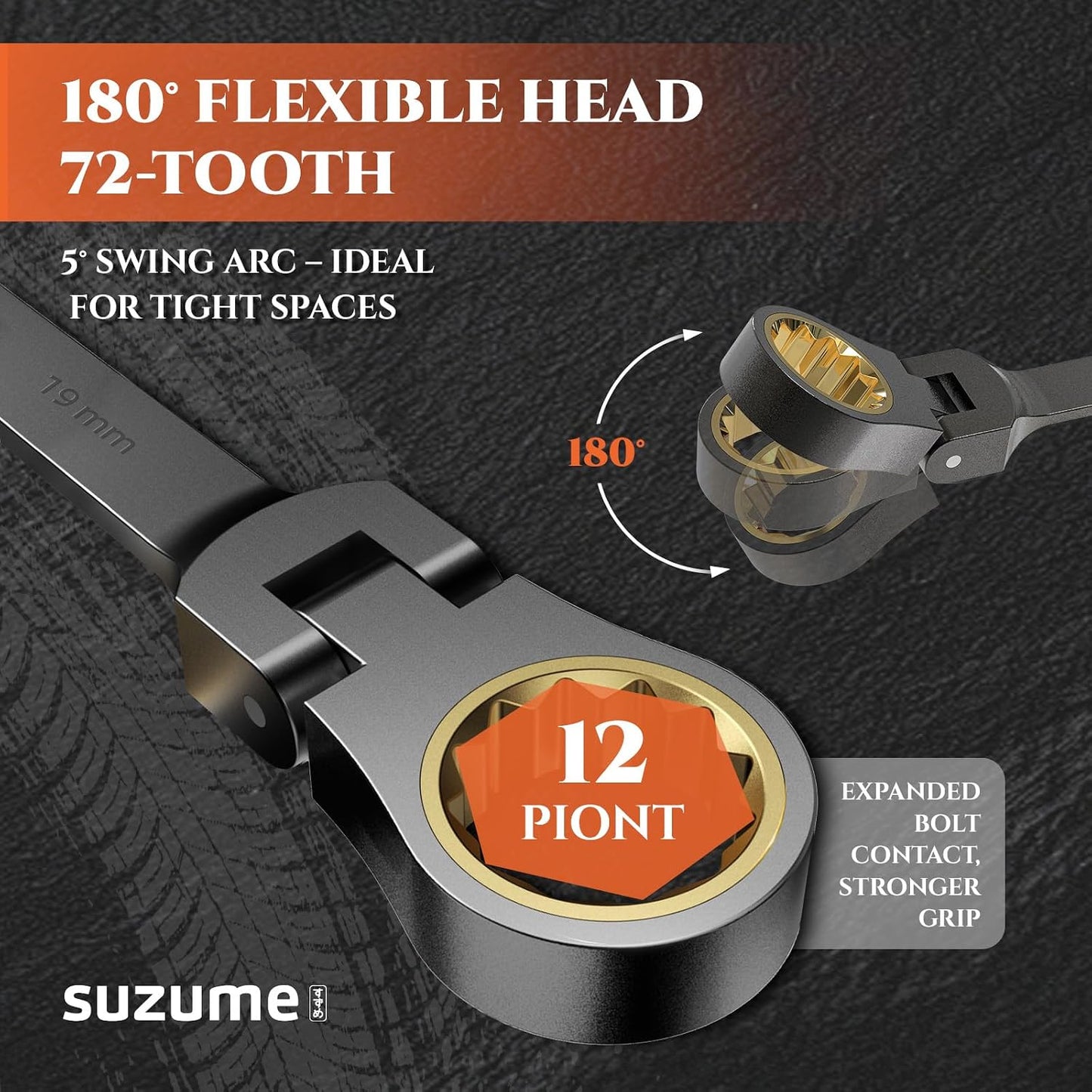 SUZUME Juego de llaves de trinquete de cabeza flexible de 24 piezas...