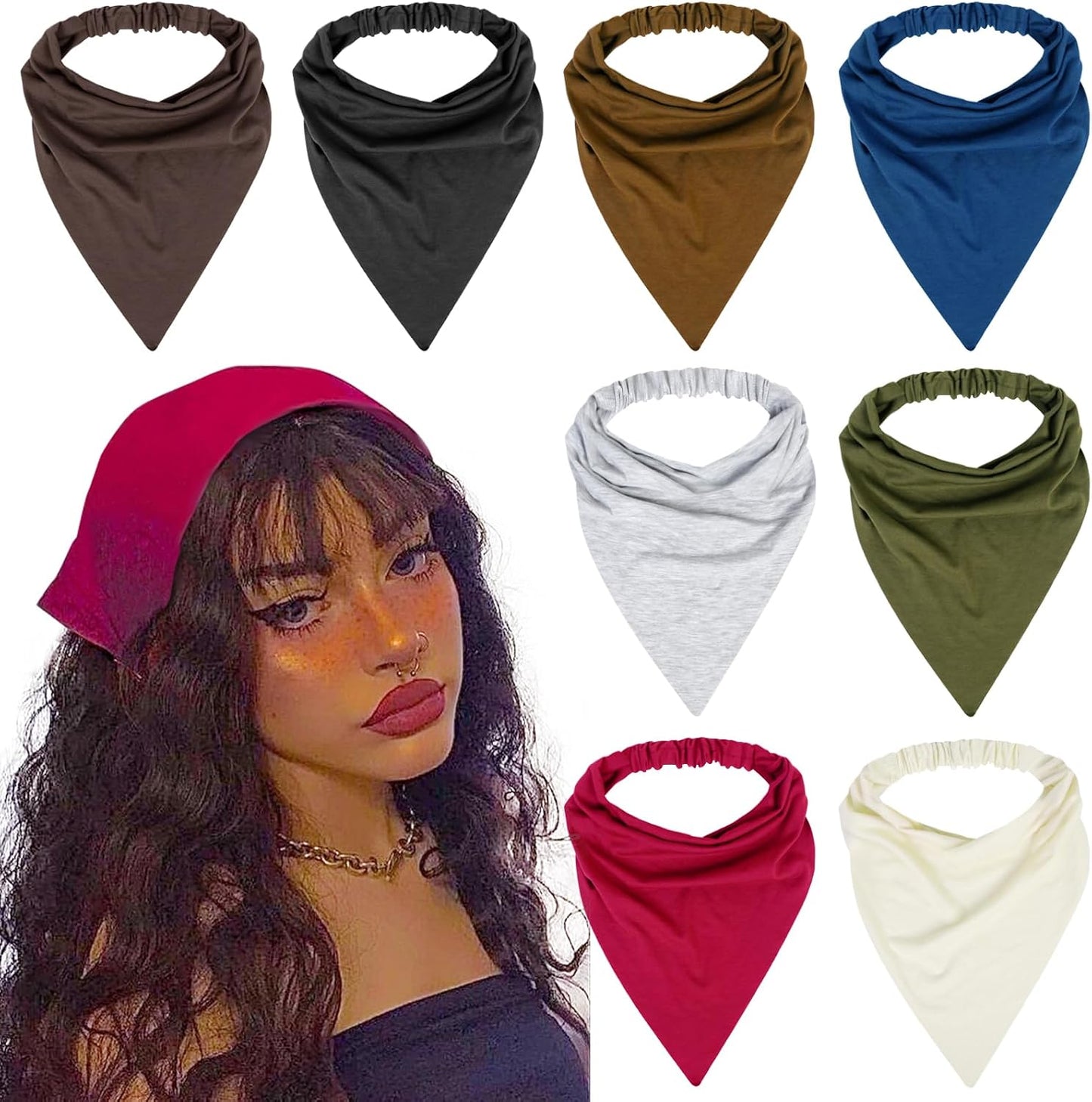 WOVOWOVO 8 unidades de diademas y bufandas para el cabello para muj...